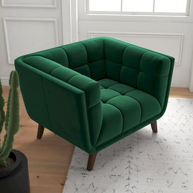 Kameron Poltrona di design di lusso trapuntata Mid Century Modern