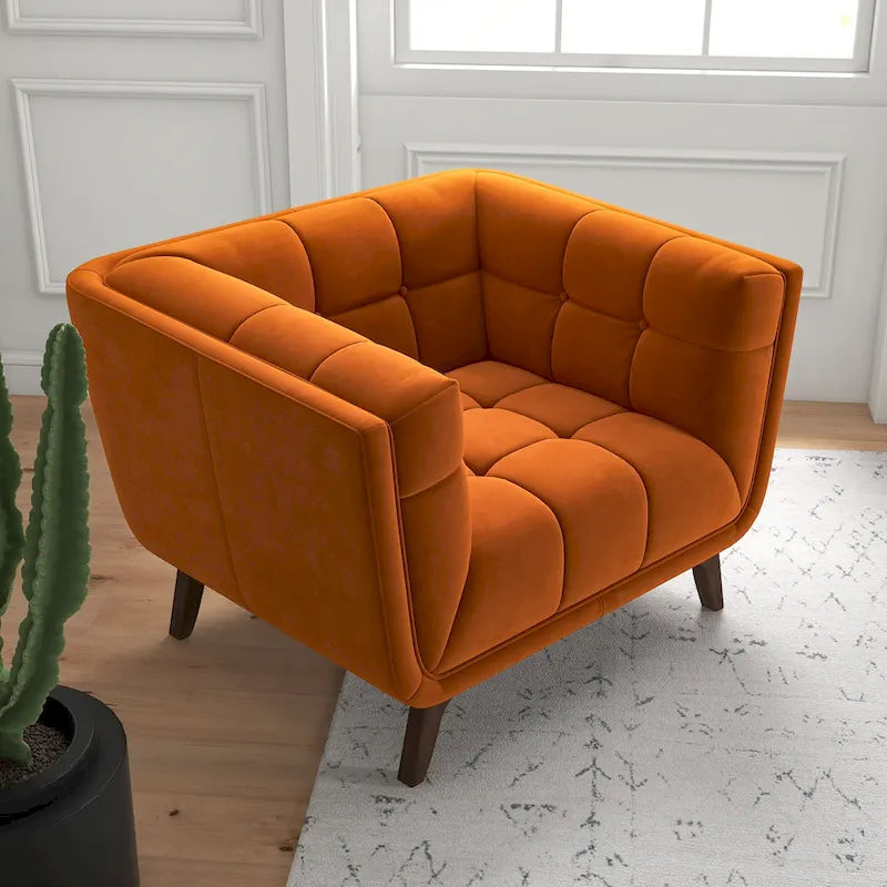 Kameron Poltrona di design di lusso trapuntata Mid Century Modern