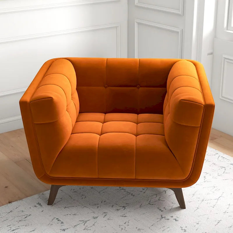 Kameron Poltrona di design di lusso trapuntata Mid Century Modern