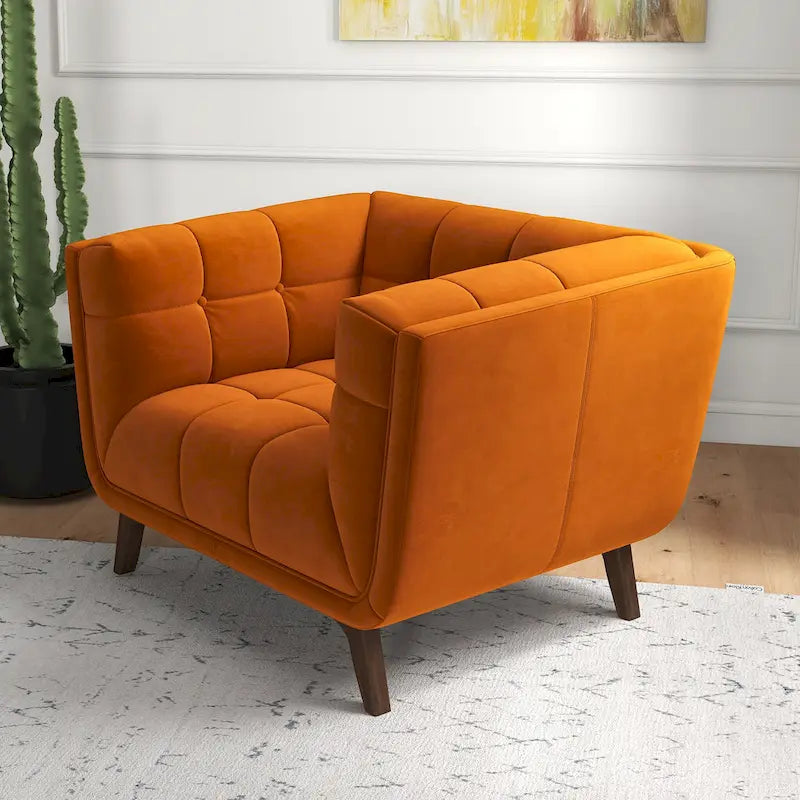 Kameron Poltrona di design di lusso trapuntata Mid Century Modern