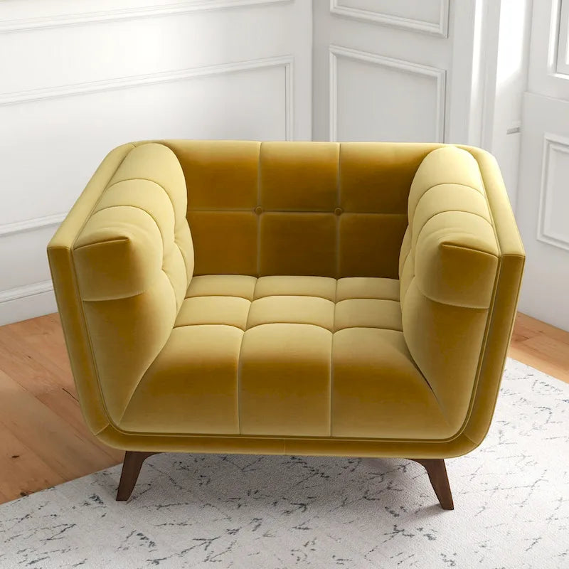 Kameron Poltrona di design di lusso trapuntata Mid Century Modern