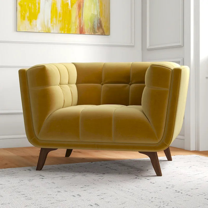 Kameron Poltrona di design di lusso trapuntata Mid Century Modern