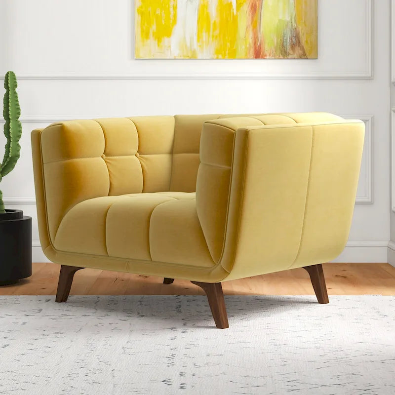 Kameron Poltrona di design di lusso trapuntata Mid Century Modern
