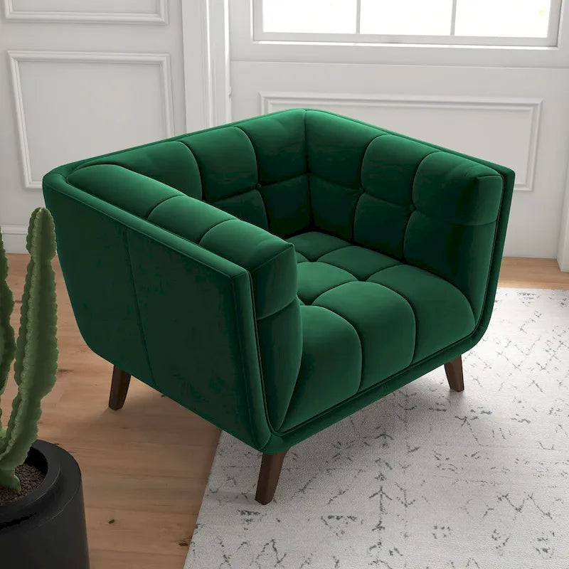 Kameron Poltrona di design di lusso trapuntata Mid Century Modern