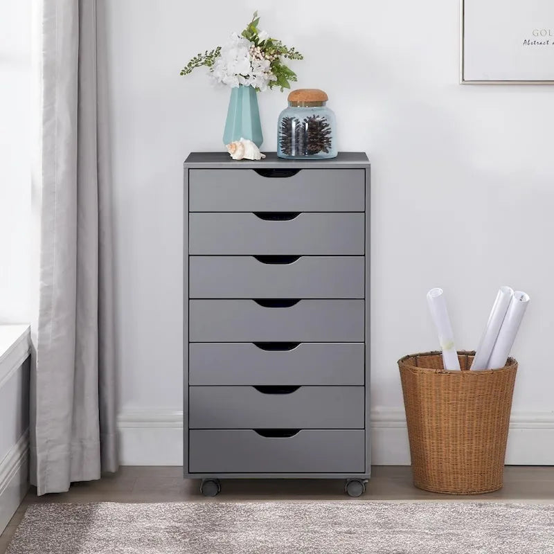 Classificatori da Ufficio Classificatori in Legno per Ufficio Domestico Classificatore Laterale Mobile Cassettiera Portaoggetti - Grigio