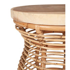 Tavolino con struttura in rattan e piano in legno massello di