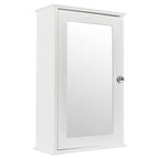 Armadietto a specchio singolo, da bagno, da parete, bianco