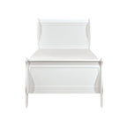 Letto singolo Vele con testiera a pannelli, design a slitta, finitura in legno bianco