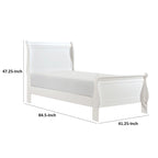 Letto singolo Vele con testiera a pannelli, design a slitta, finitura in legno bianco