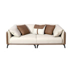 Divano due posti in similpelle marrone con cuscini reversibili