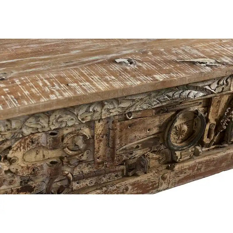 Consolle Tartaruga in Legno con Inserti Metallici