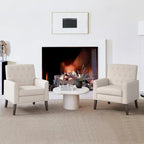  Linen Accent Chair Comfy Living Room Chair with Arms Upholstered Button Tufted Armchair Modern Arm Chairs Set Of 2