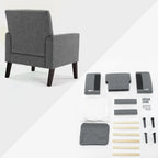 Poltrona accento in lino, comoda sedia da salotto con braccioli, poltrona imbottita con bottoni, poltrone moderne, set da 2