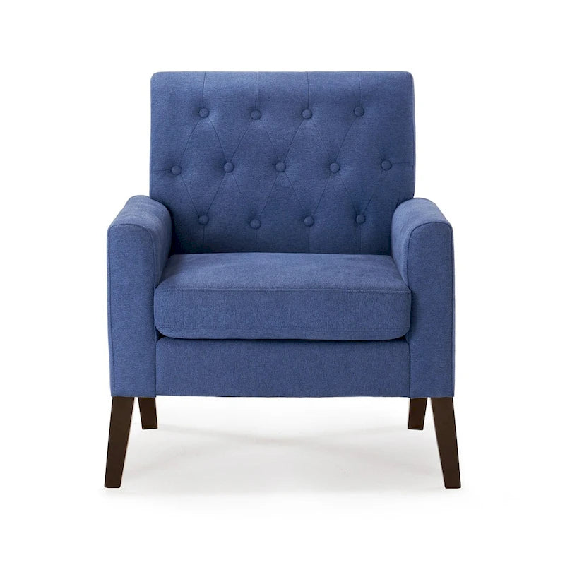 Poltrona accento in lino, comoda sedia da salotto con braccioli, poltrona imbottita con bottoni, poltrone moderne, set da 2