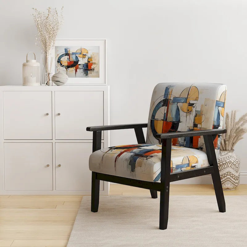 Designart Colorful Mid Century Abstract Fusion I Sedia d'accento e Poltrona Mid-Century Modern Imbottita