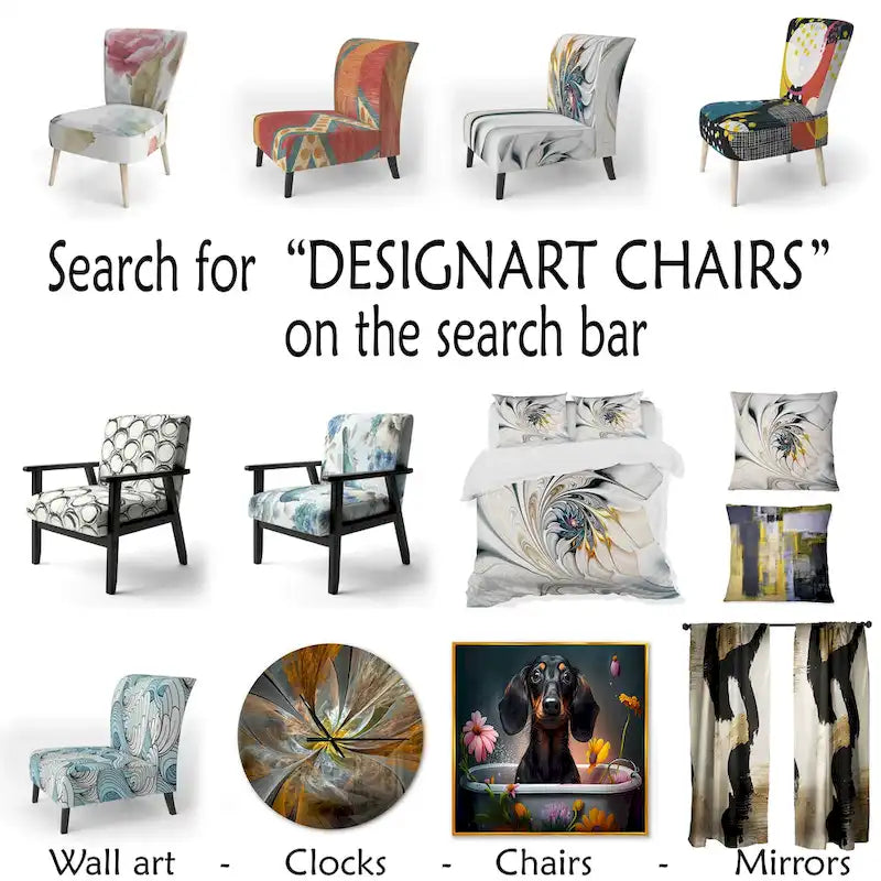 Designart Colorful Mid Century Abstract Fusion I Sedia d'accento e Poltrona Mid-Century Modern Imbottita