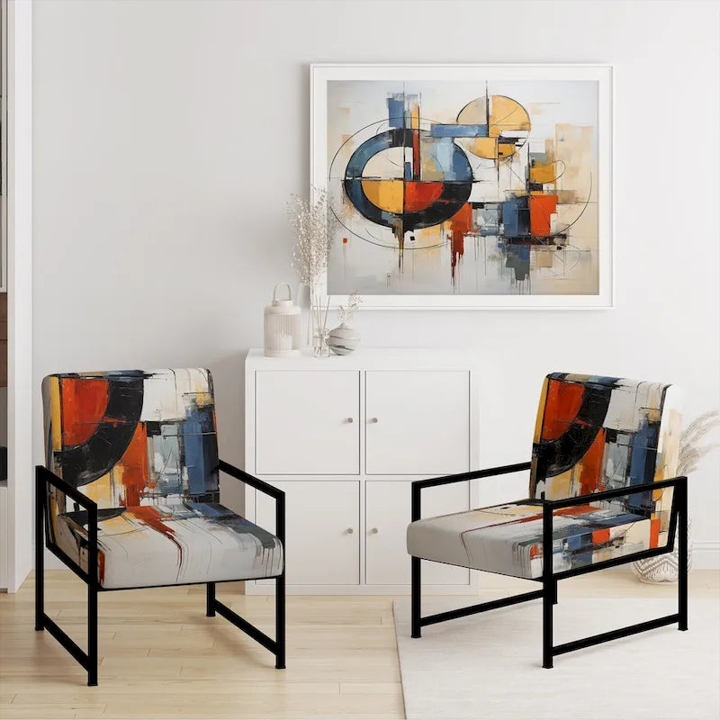 Designart Colorful Mid Century Abstract Fusion I Sedia d'accento e Poltrona Mid-Century Modern Imbottita
