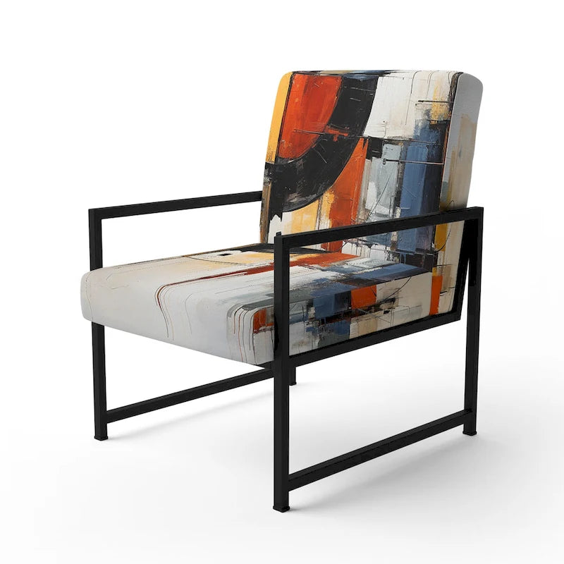 Designart Colorful Mid Century Abstract Fusion I Sedia d'accento e Poltrona Mid-Century Modern Imbottita
