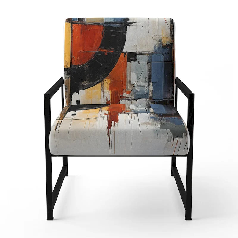 Designart Colorful Mid Century Abstract Fusion I Sedia d'accento e Poltrona Mid-Century Modern Imbottita