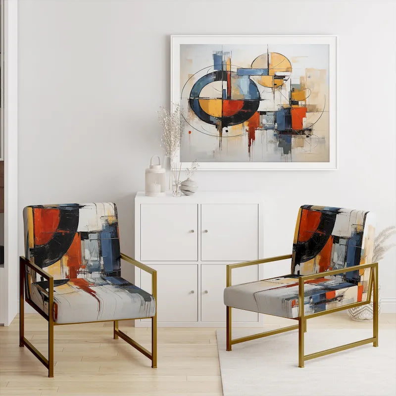Designart Colorful Mid Century Abstract Fusion I Sedia d'accento e Poltrona Mid-Century Modern Imbottita