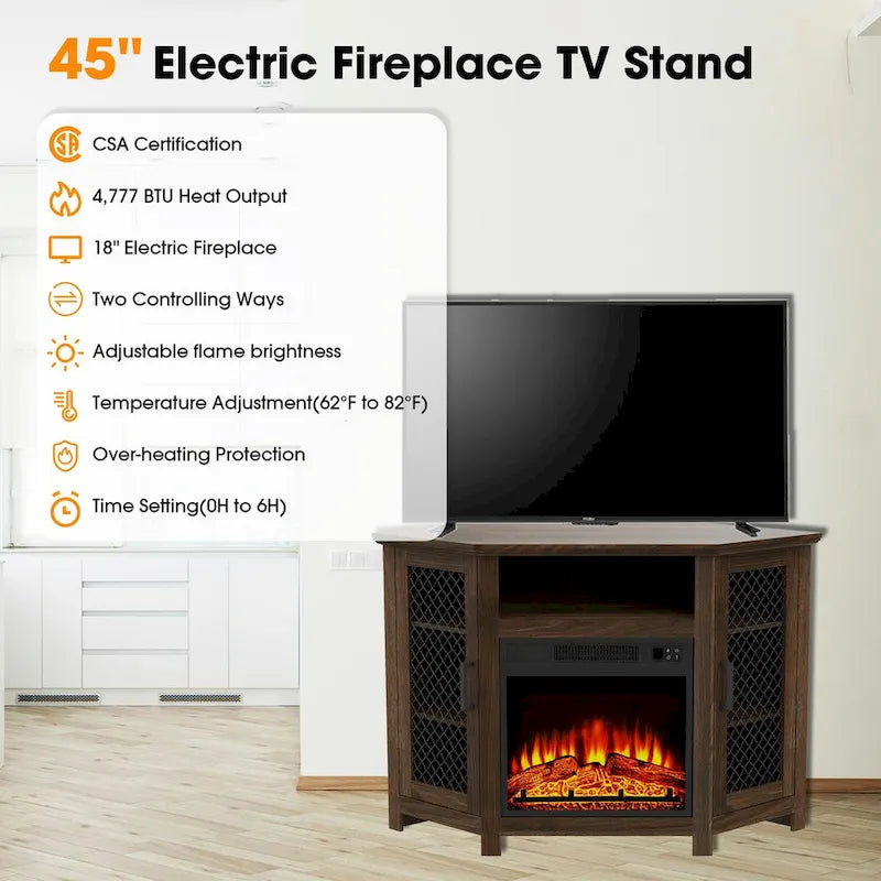 45 Mobile TV da angolo con camino elettrico industriale con caminetto elettrico da 17 pollici