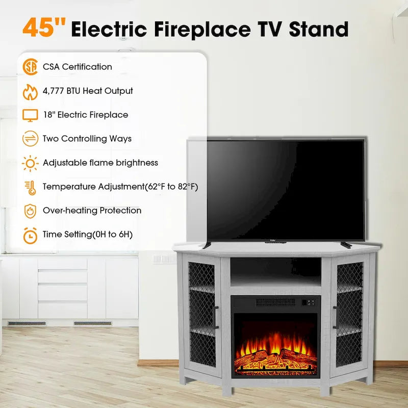 45 Mobile TV da angolo con camino elettrico industriale con caminetto elettrico da 17 pollici