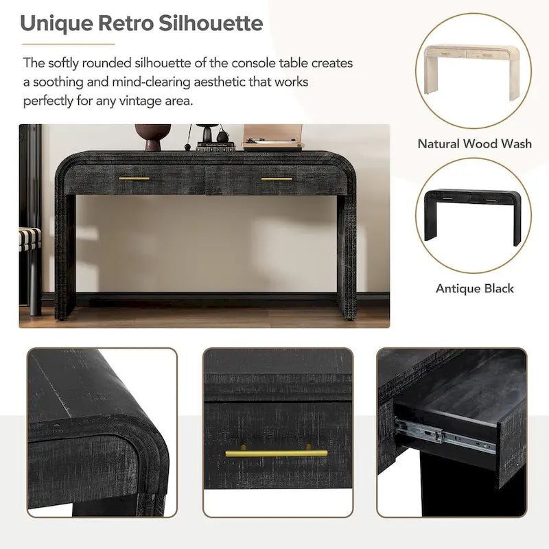 Consolle di design retrò con due cassetti