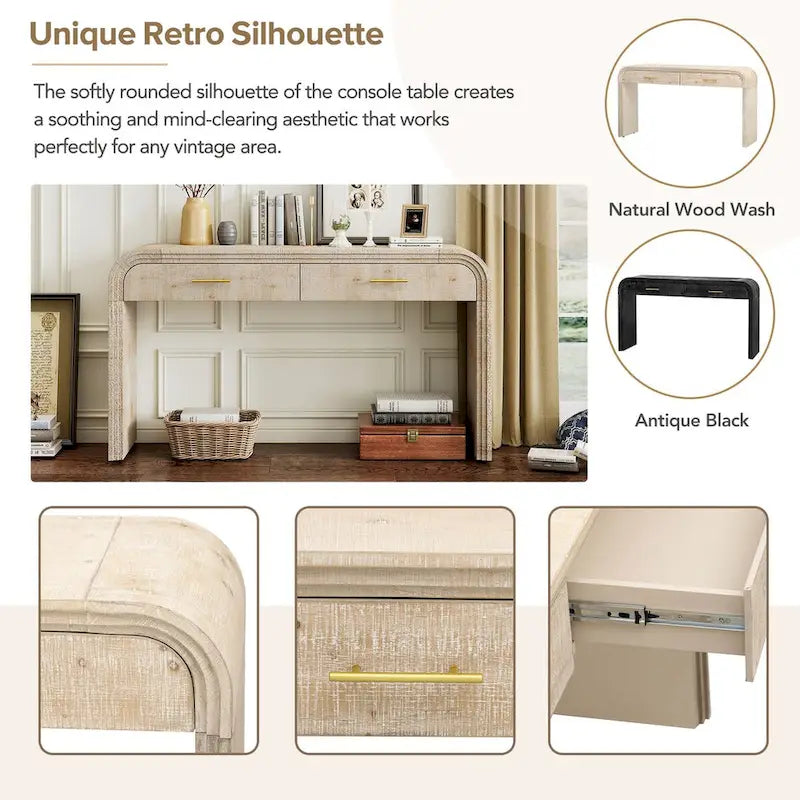 Consolle di design retrò con due cassetti