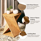 COZAYH Tavolino da Salotto in Legno Massello Quadrato, Tavolino Laterale Rustico con Motivo Intrecciato, Legno Naturale, Nero
