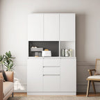 74Mobiletto da cucina con stazione di ricarica, Credenza autoportante con cassetti, con supporto per microonde