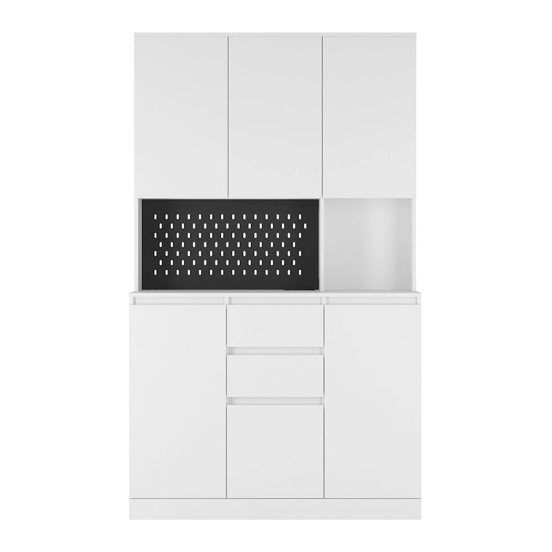 74Mobiletto da cucina con stazione di ricarica, Credenza autoportante con cassetti, con supporto per microonde