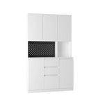 74Mobiletto da cucina con stazione di ricarica, Credenza autoportante con cassetti, con supporto per microonde