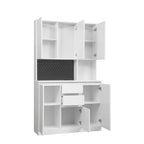 74Mobiletto da cucina con stazione di ricarica, Credenza autoportante con cassetti, con supporto per microonde